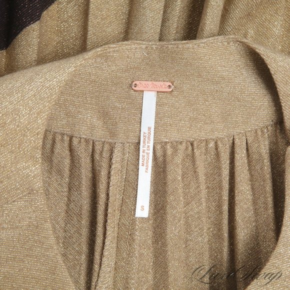 NWT Free People Gold and Metallic Plum Pleated Halter Top/Mini Dress - Size S - Picture 2 of 11